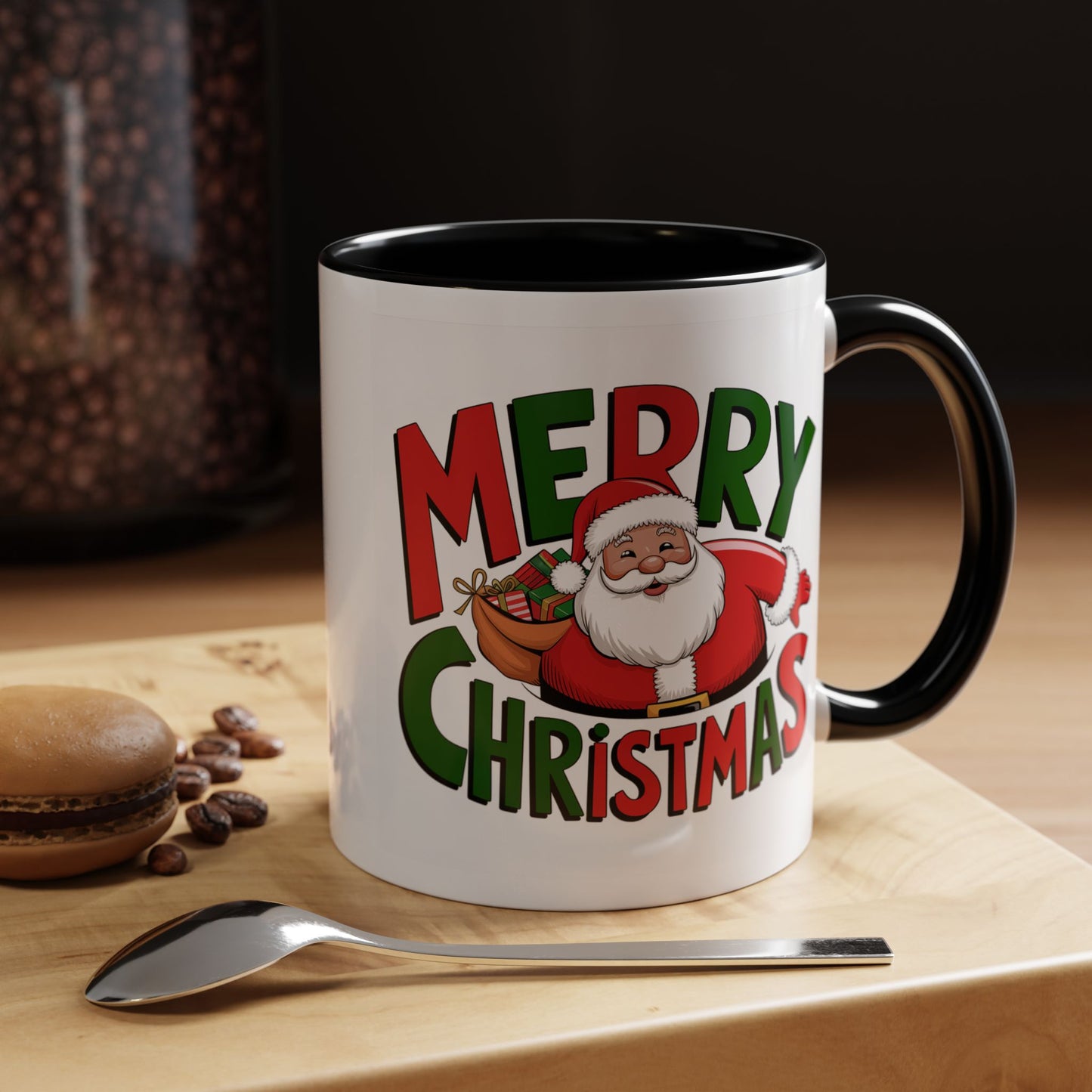 Christmas Mug - Green & Red Text Santa Presents
