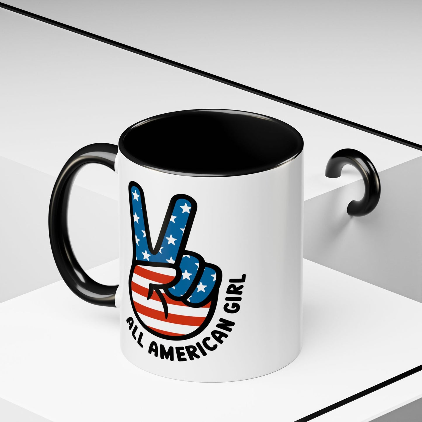 4th of July Mug - All American Girl Peace Sign