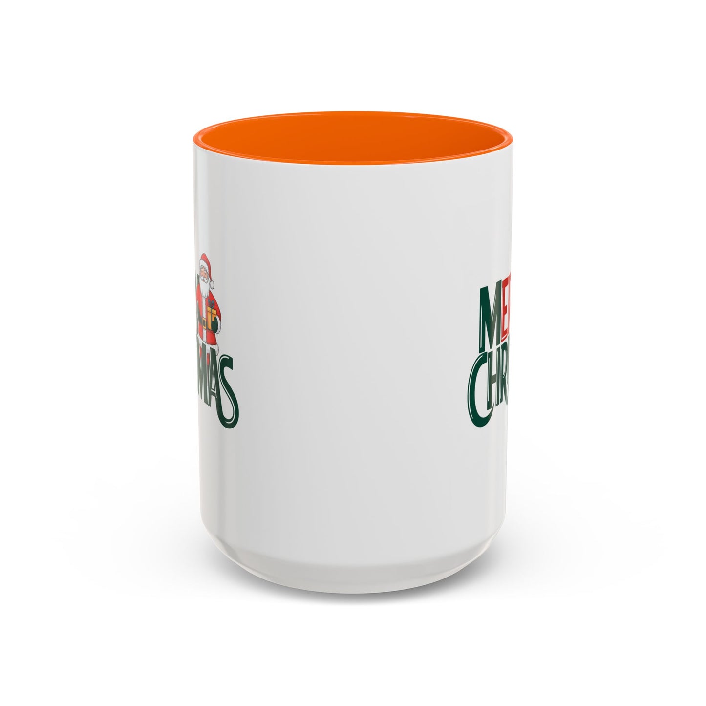 Christmas Mug - Merry Christmas Green & Red Text Santa Present