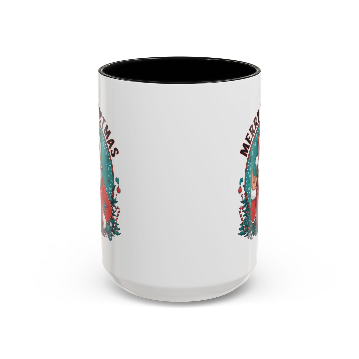 Christmas Mug - Merry Christmas Black & Red Text Cool Santa