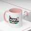 Christmas Mug - Merry Christmas Black Text Hat Cane Misletoe