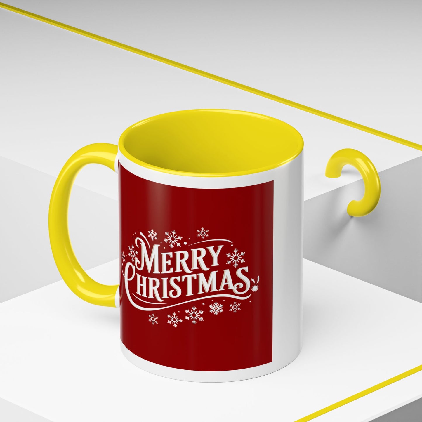 Christmas Mug - Merry Christmas White Text Maroon Background