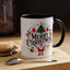 Christmas Mug - Merry Christmas Black Text Santa Reindeer Snowmen Ornaments