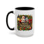 Christmas Mug - Merry Christmas Cream Text Santa Ok Light Bow Ornaments