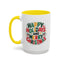 Christmas Mug - Happy Holidays and Merry Christmas Blue Green Yellow Red Text