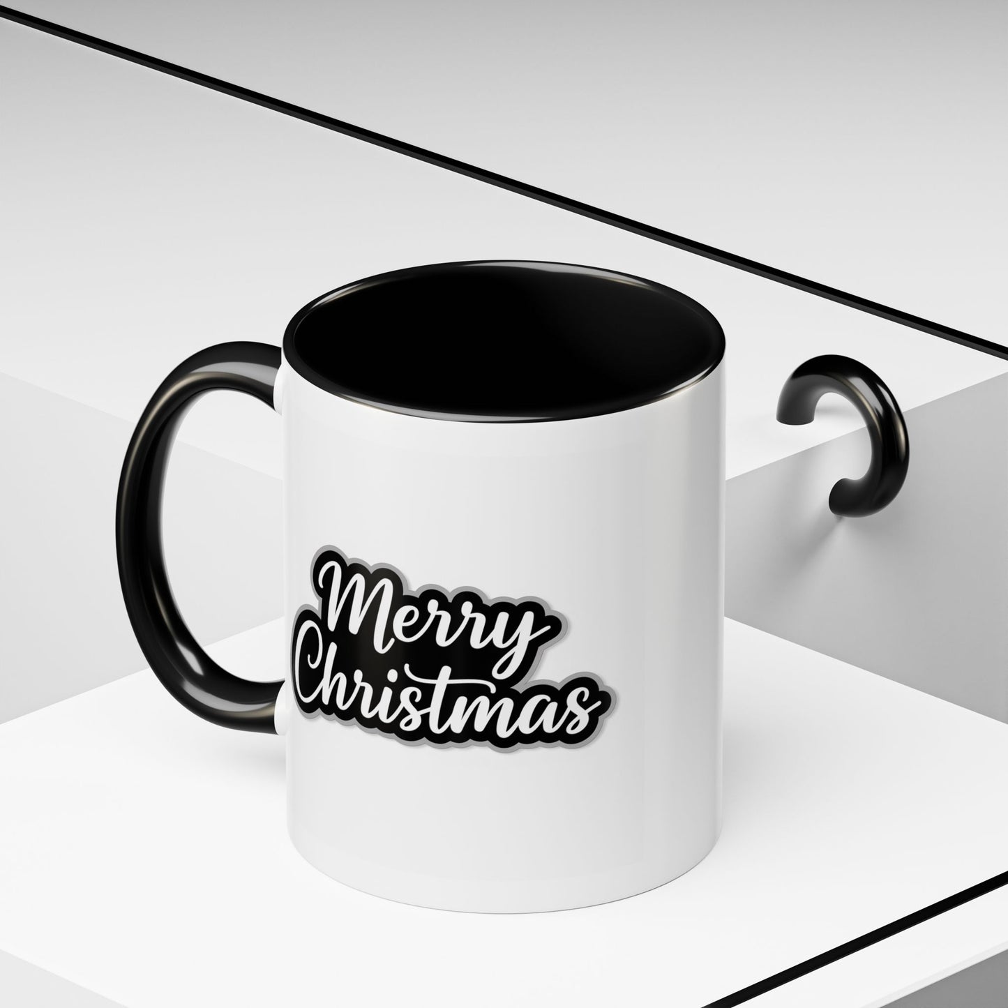 Christmas Mug - Merry Christmas White Black & Grey Text