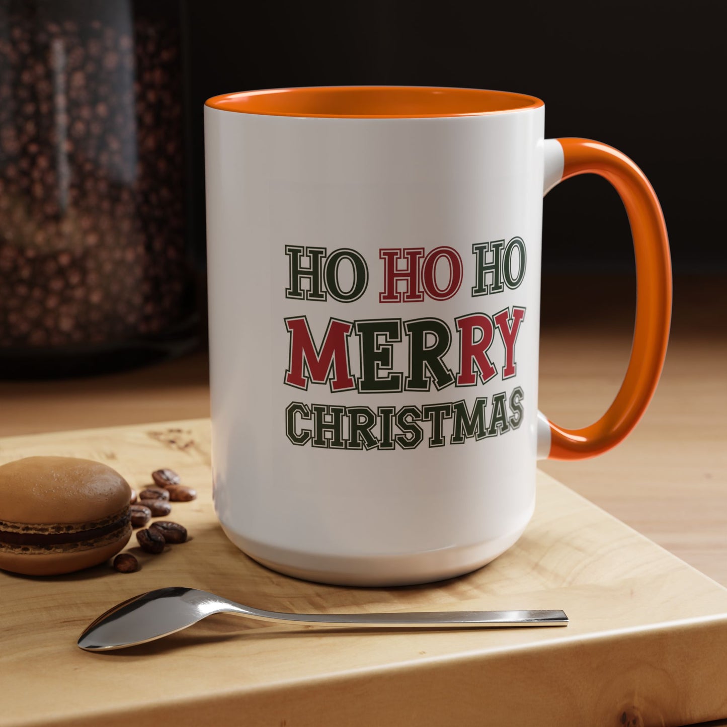 Christmas Mug - Ho Ho Ho Merry Christmas Green & Red Text 2