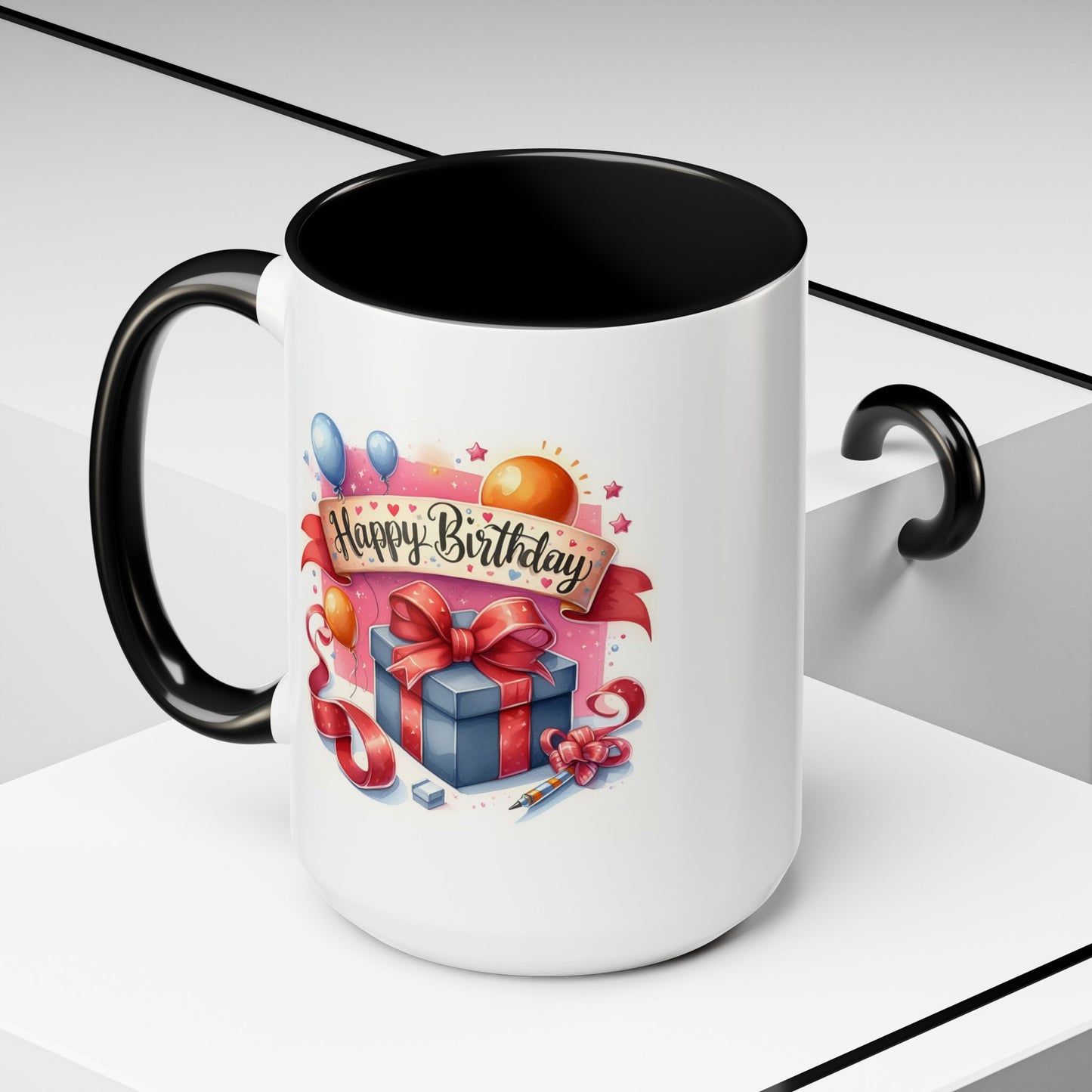 Birthday Mug - Present Pen Balloons