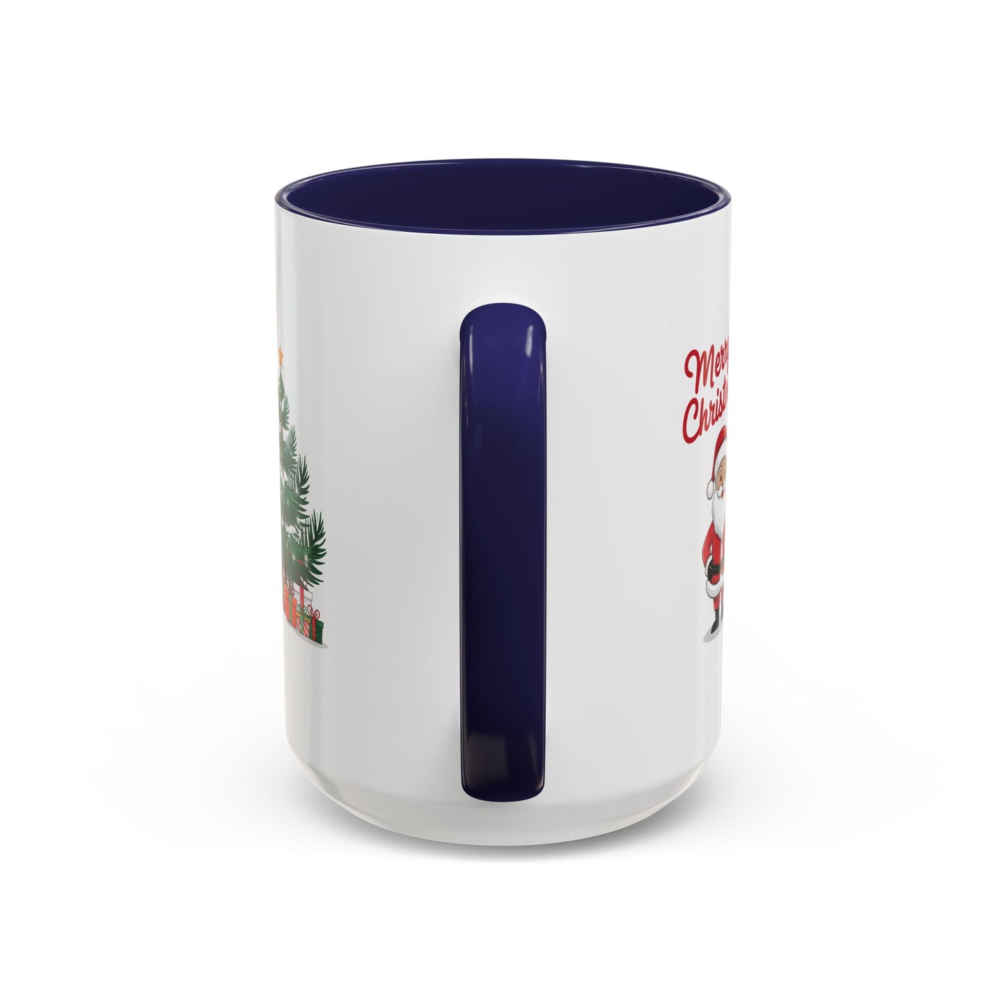 Christmas Mug - Merry Christmas Red Text Santa Tree Presents