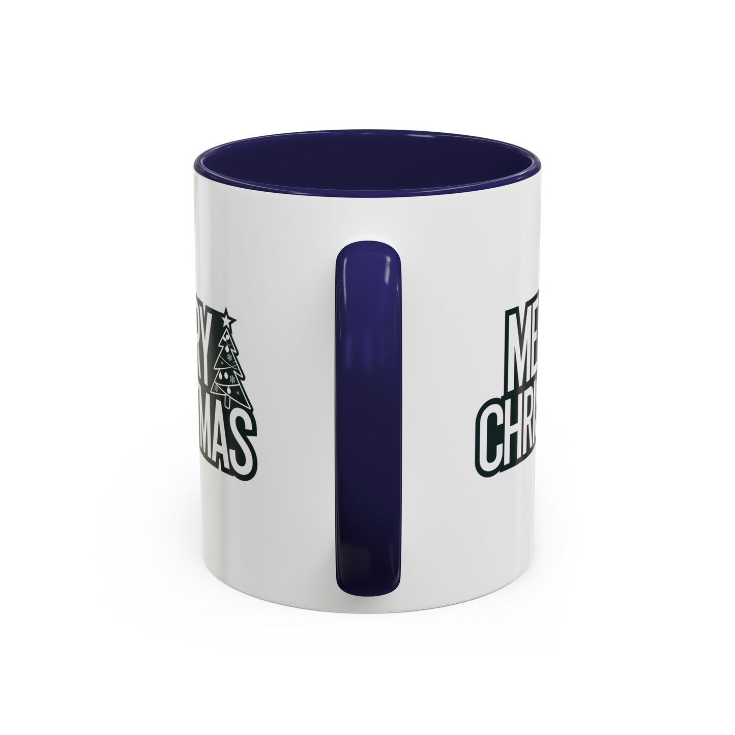 Christmas Mug - Merry Christmas White & Black Text Tree