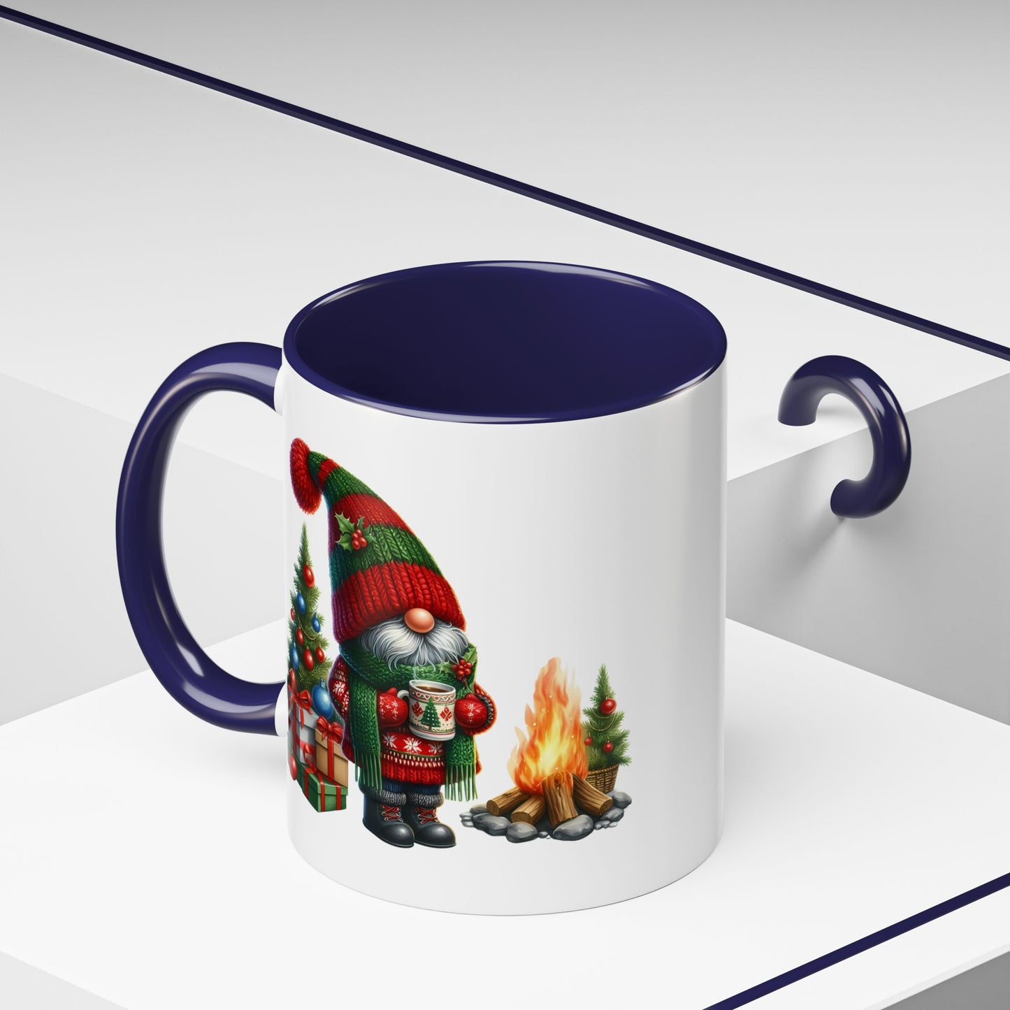 Christmas Mug - Gnome Presents and Fire