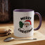 Christmas Mug - Merry Christmas Black Text Santa Tree
