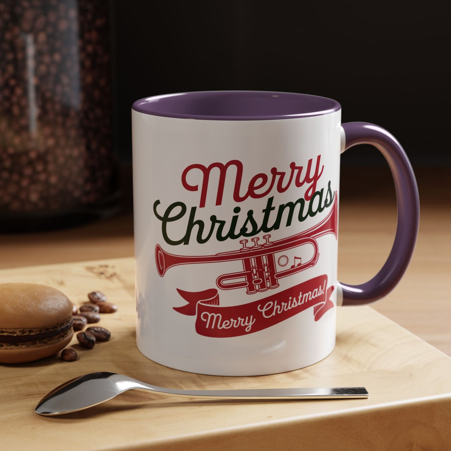 Christmas Mug - Red & Green Text Trumpet