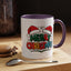 Christmas Mug - Merry Christmas Green Red Yellow and Blue Text Red Hats