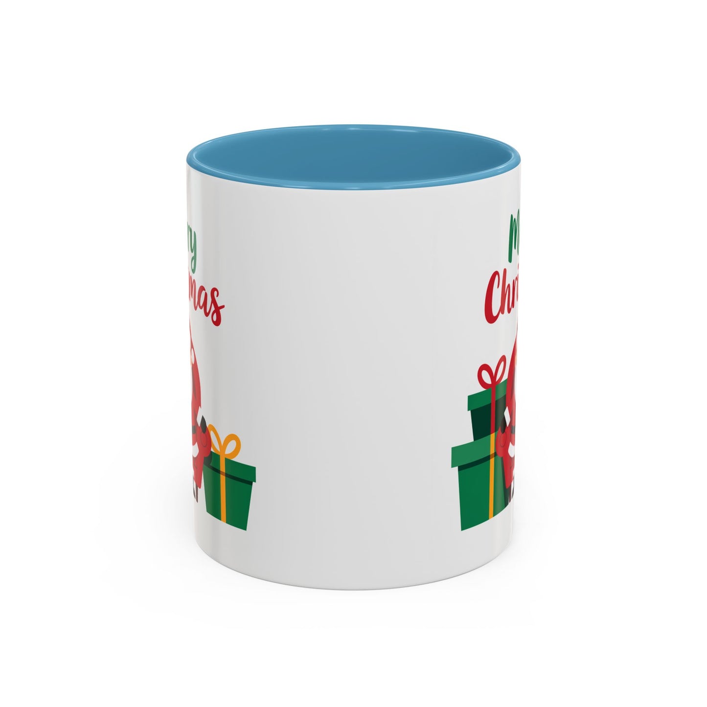 Christmas Mug - Merry Christmas Green & Red Text Santa Presents