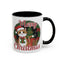Christmas Mug - Merry Christmas Red Text Cat Presents Wreath