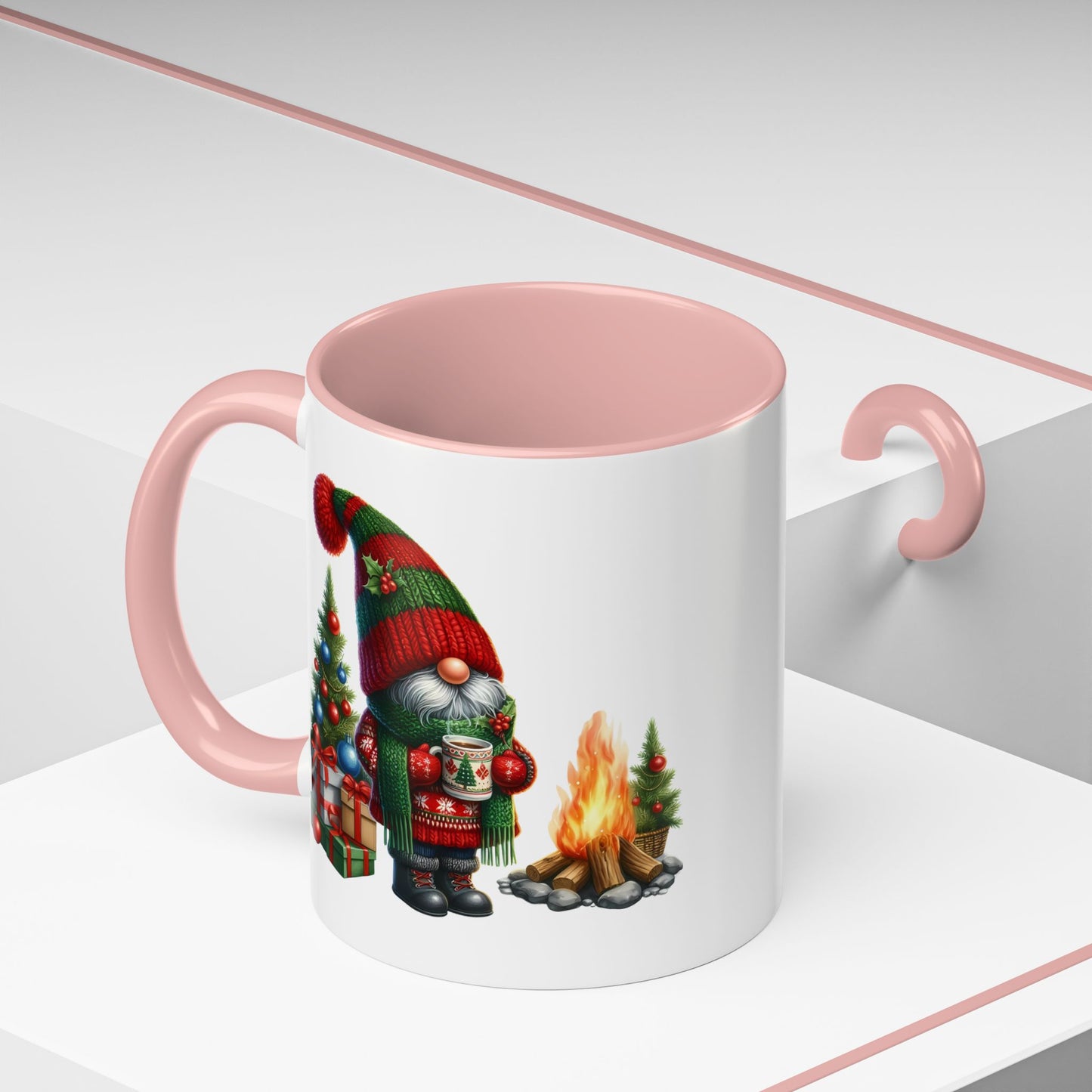 Christmas Mug - Gnome Presents and Fire