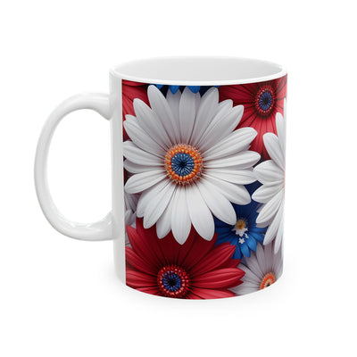 Artistic Mug - Red White & Blue Daisies