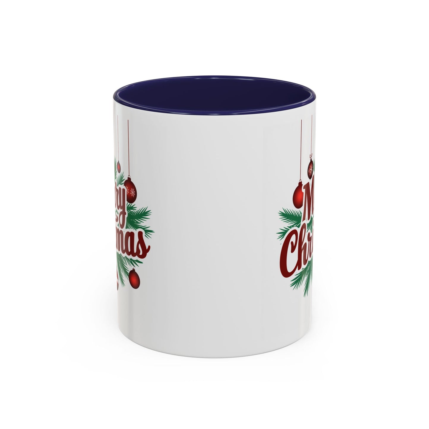 Christmas Mug - Merry Christmas Maroon Text Ornaments