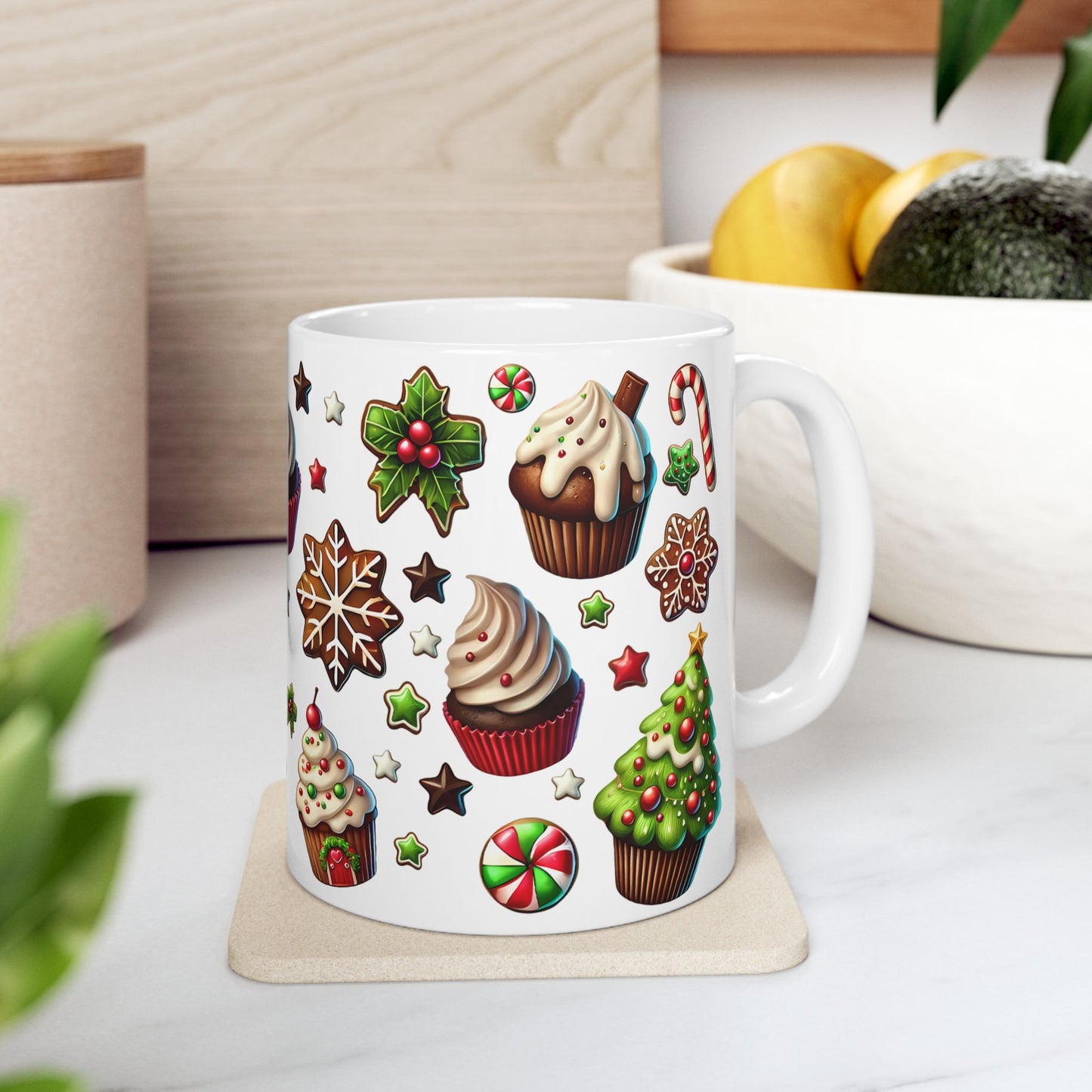 Christmas Mug - Cupcake Cookies Candy Pattern