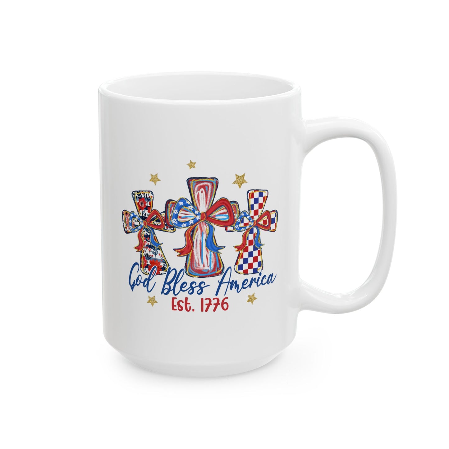 4th of July Mug - God Bless America Patriotic Cross