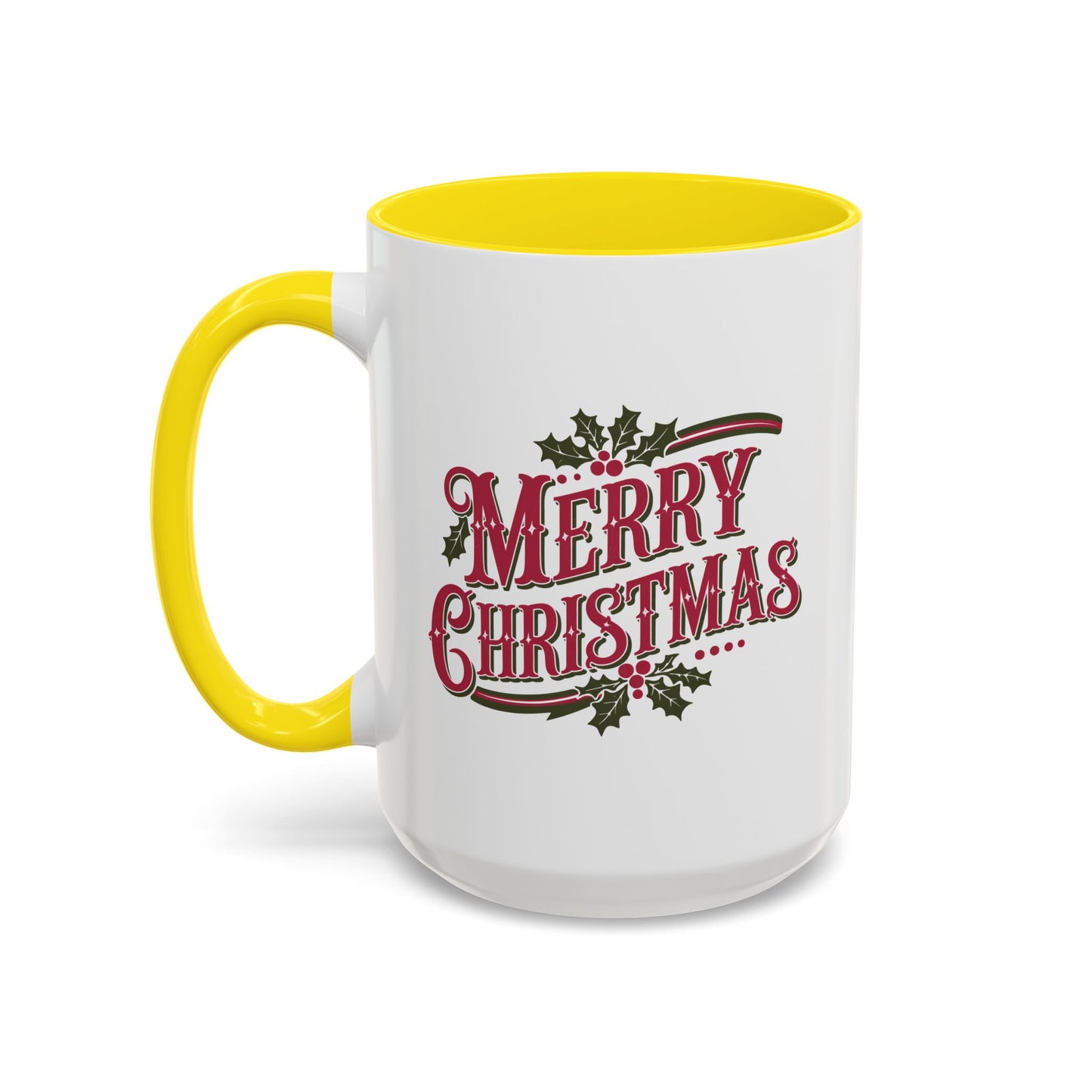 Christmas Mug - Merry Christmas Maroon & Green Text Decorations
