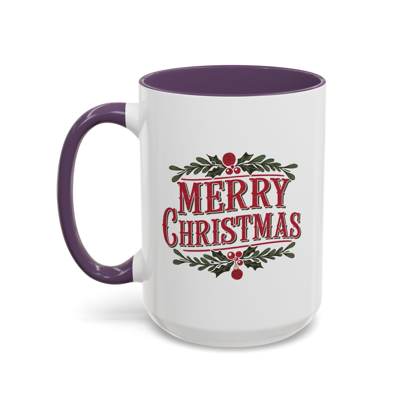 Christmas Mug - Merry Christmas Maroon Text Ornament Decorations