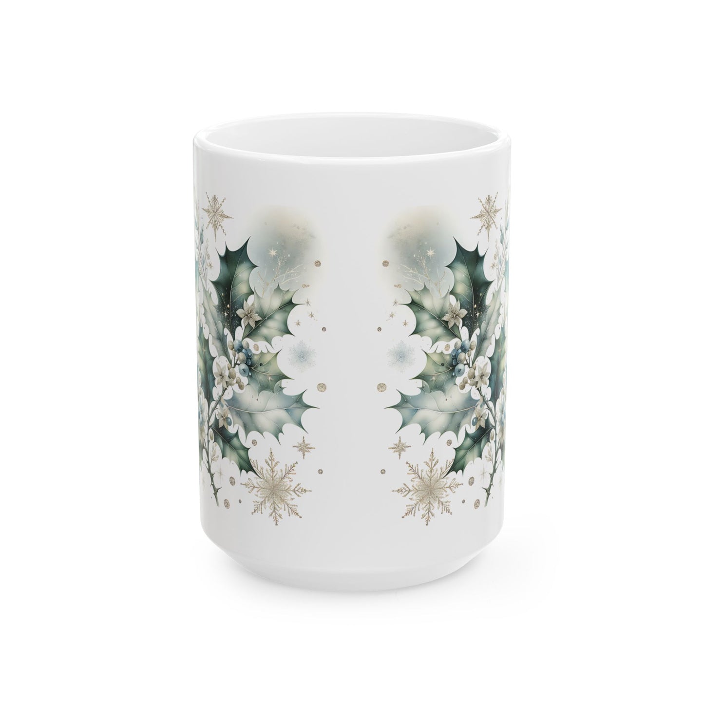 Christmas Mug - Leaves Snowflakes Decoration