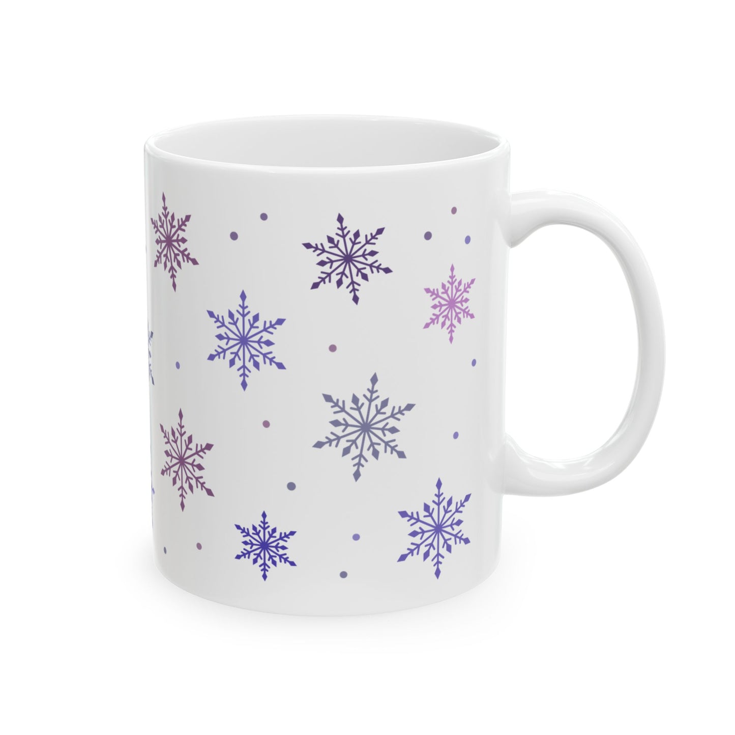 Christmas Mug - Pink & Purple Snowflakes Pattern