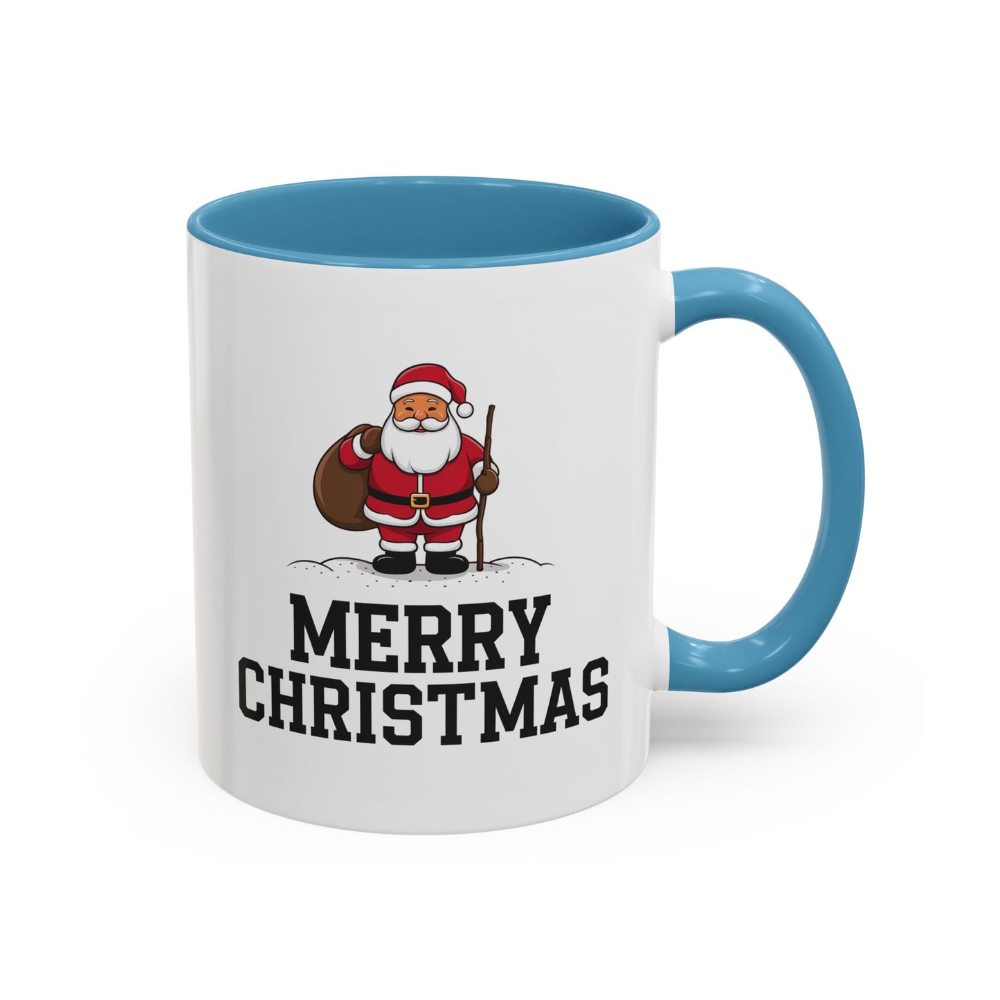 Christmas Mug - Merry Christmas Black Text Santa Walking