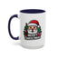 Christmas Mug - Merry Christmas White & Black Text Santa Trees Presents