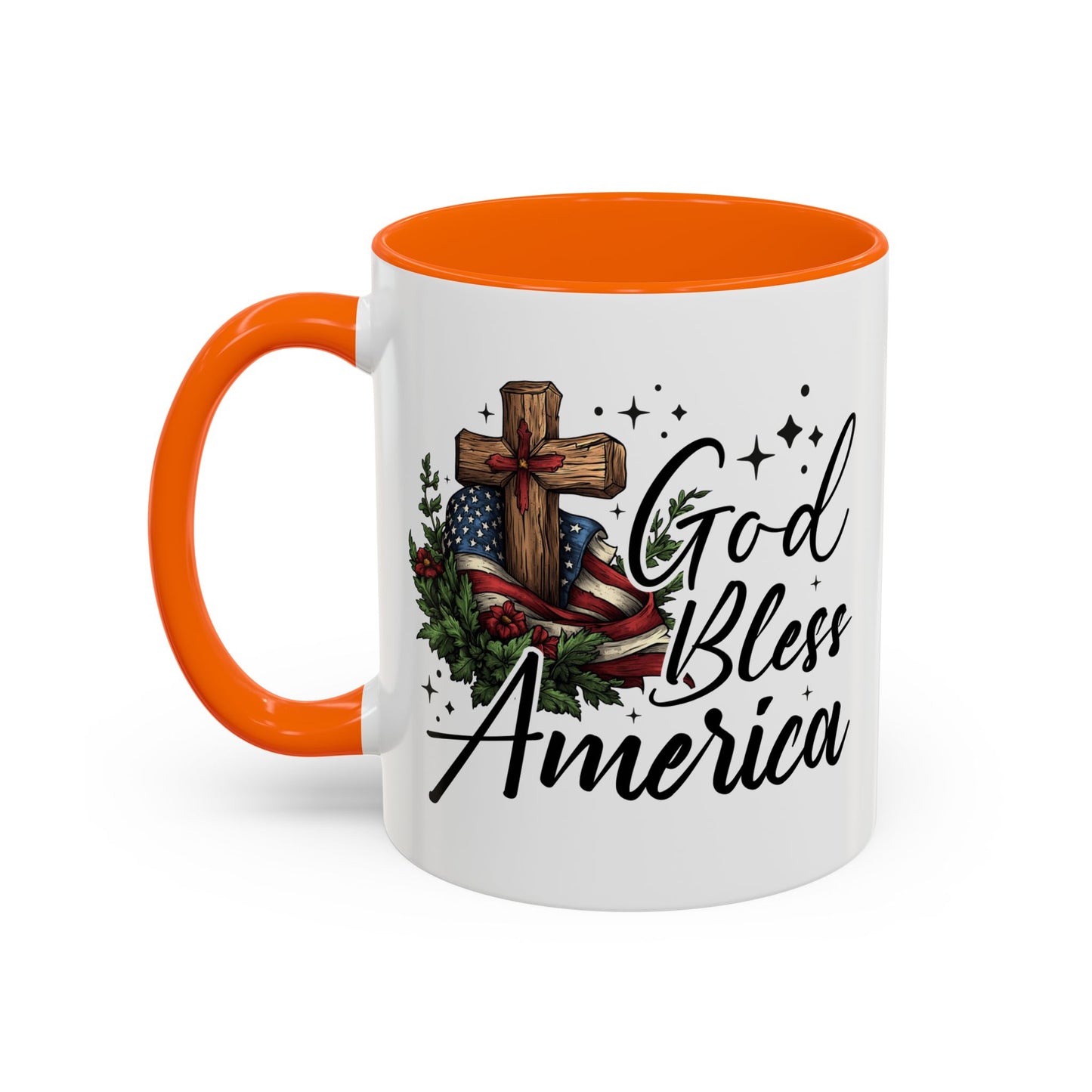 4th of July Mug - God Bless America Cross Flag