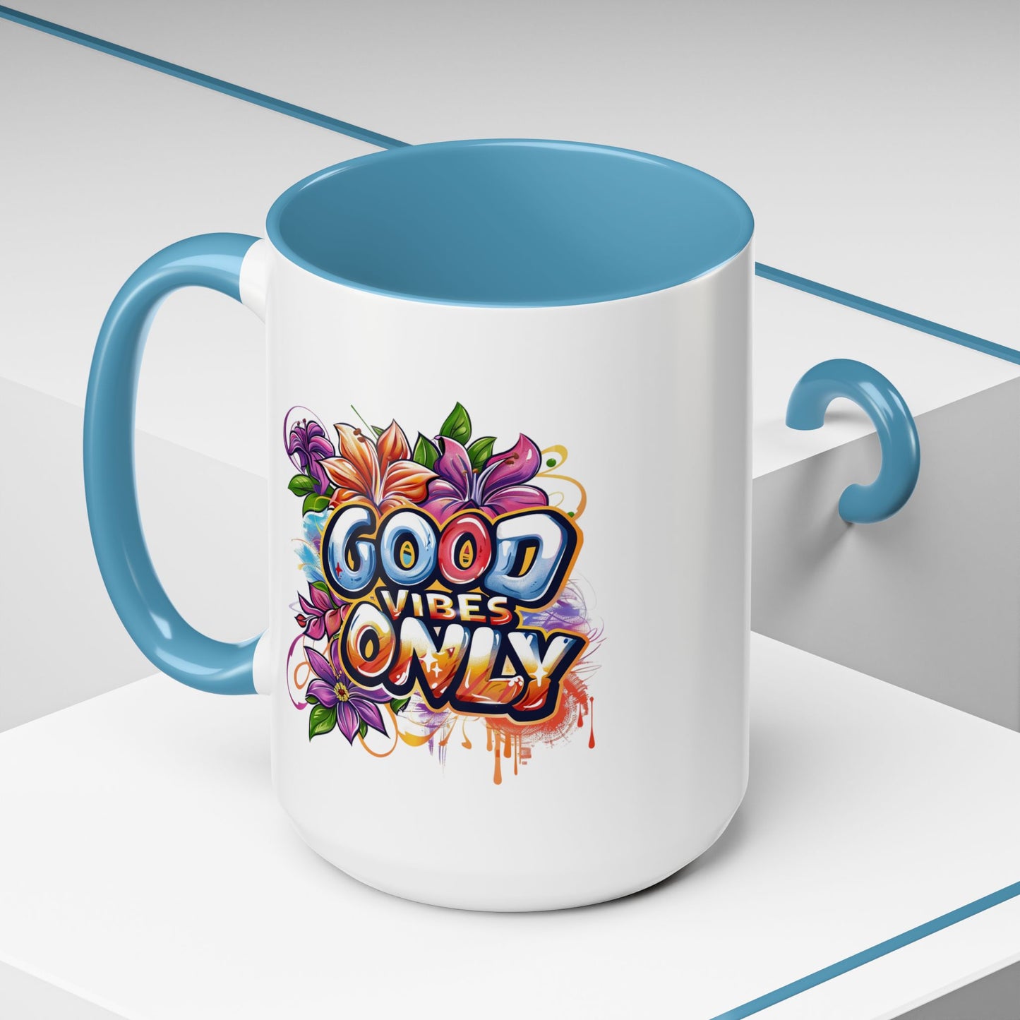 Wellness Mug - Good Vibes Only Graffiti Flowers