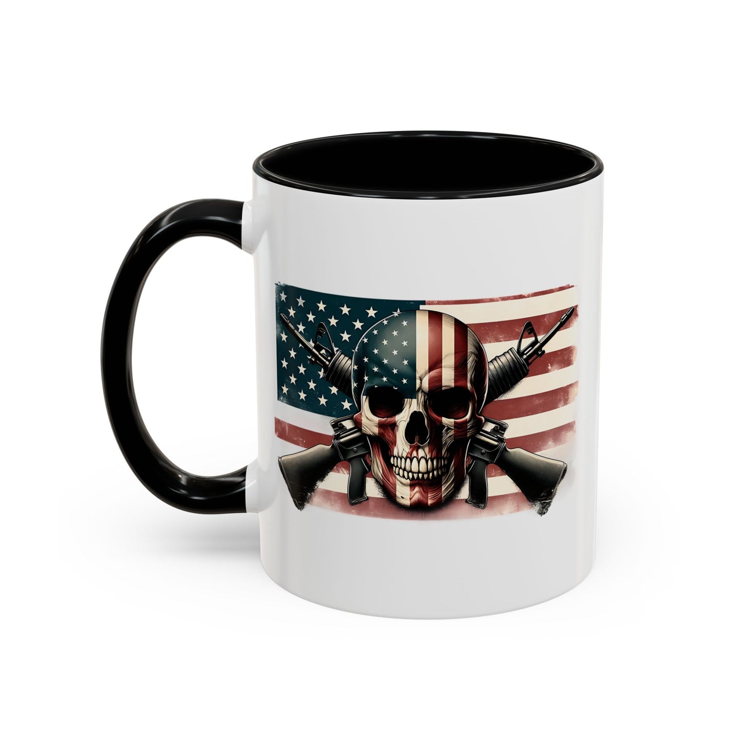 4th of July Mug - Skull Guns Flag