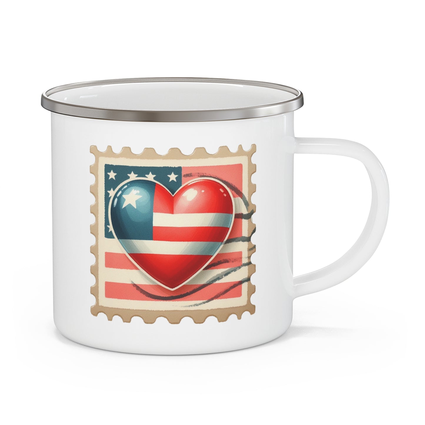 4th of July Mug - America Heart Stamp