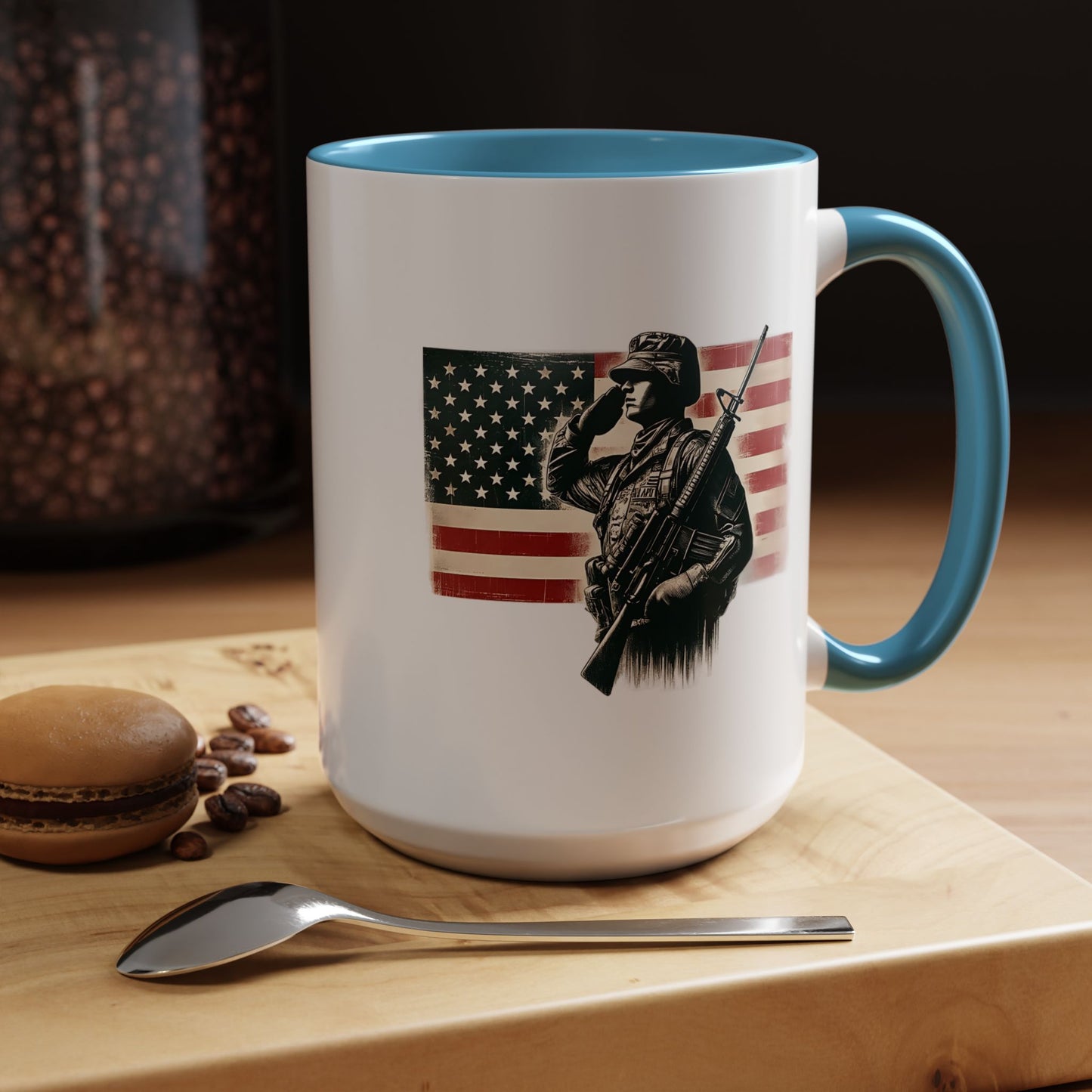4th of July Mug - Soldier American Flag