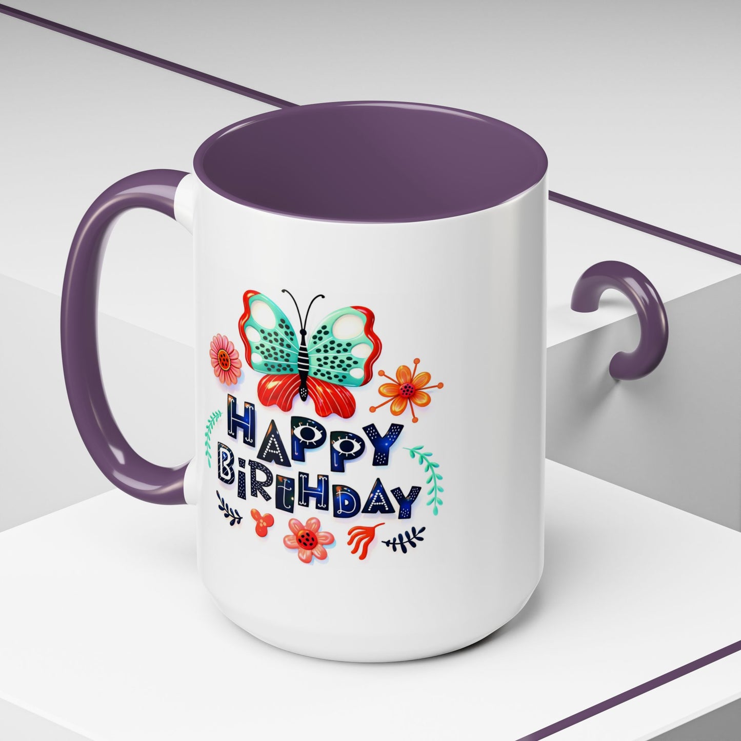 Birthday Mug - Butterfly Flowers