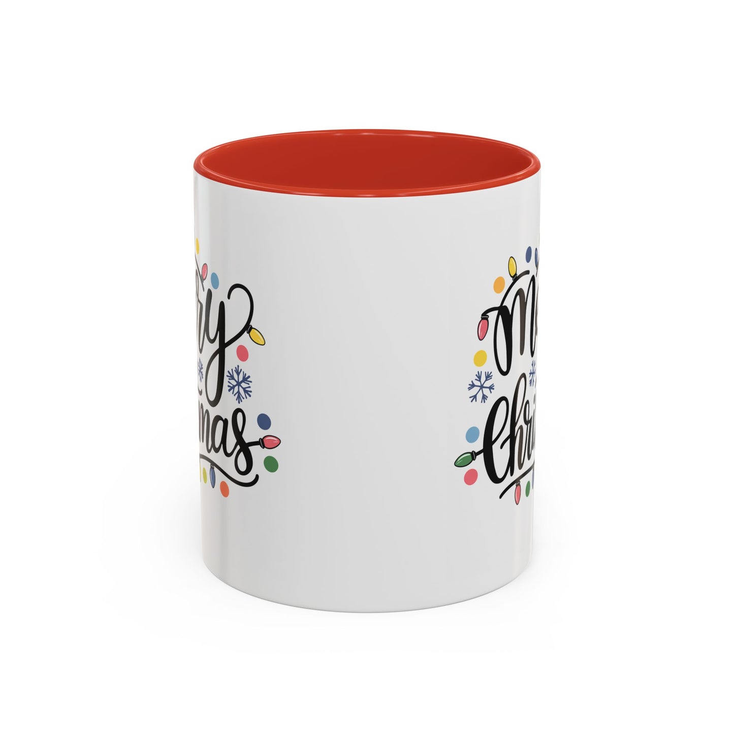 Christmas Mug - Merry Christmas Black Text Colored Lights