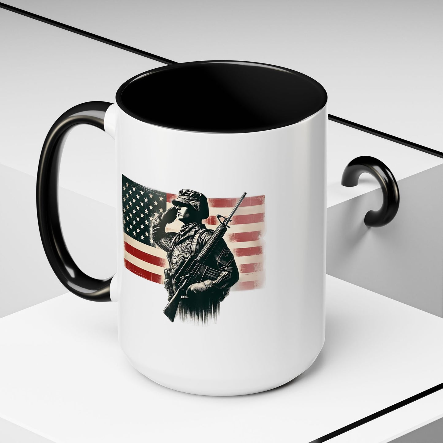 4th of July Mug - Soldier American Flag