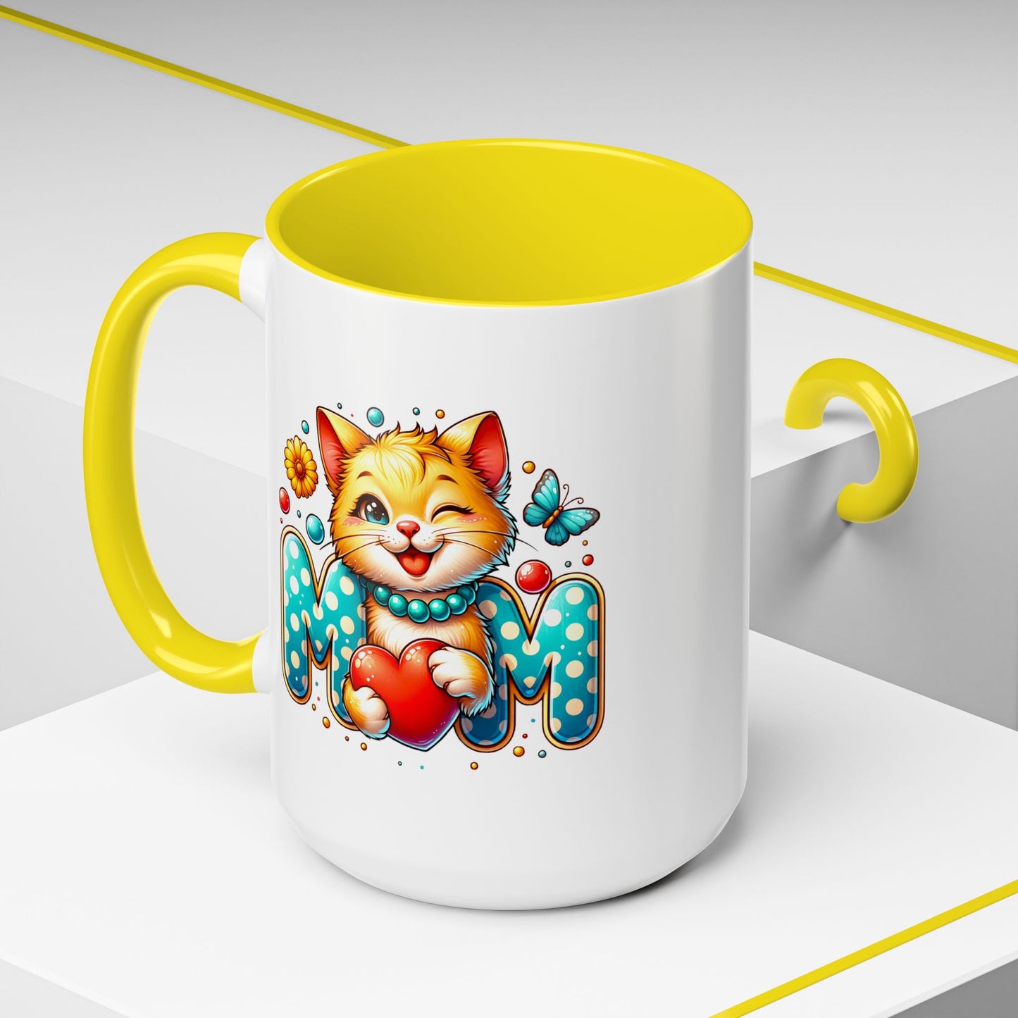 Mother's Day Mug - Mom Cat Red Heart