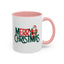 Christmas Mug - Merry Christmas Green & Red Text Santa Present