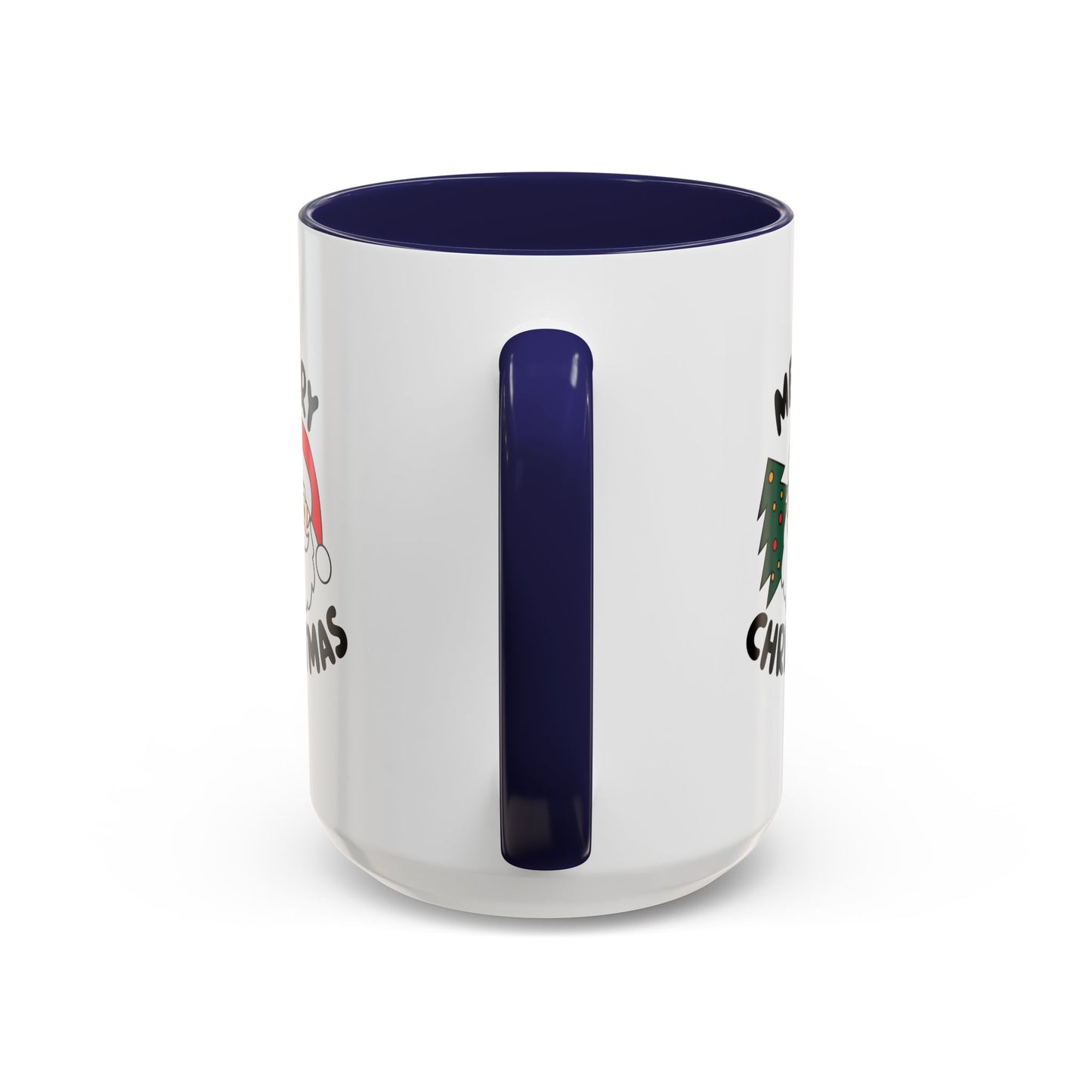 Christmas Mug - Merry Christmas Black Text Santa Tree