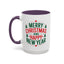 Christmas Mug - Merry Christmas and a Happy New Year Green & Red Text Trees Stars