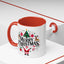 Christmas Mug - Merry Christmas Black Text Santa Reindeer Snowmen Ornaments