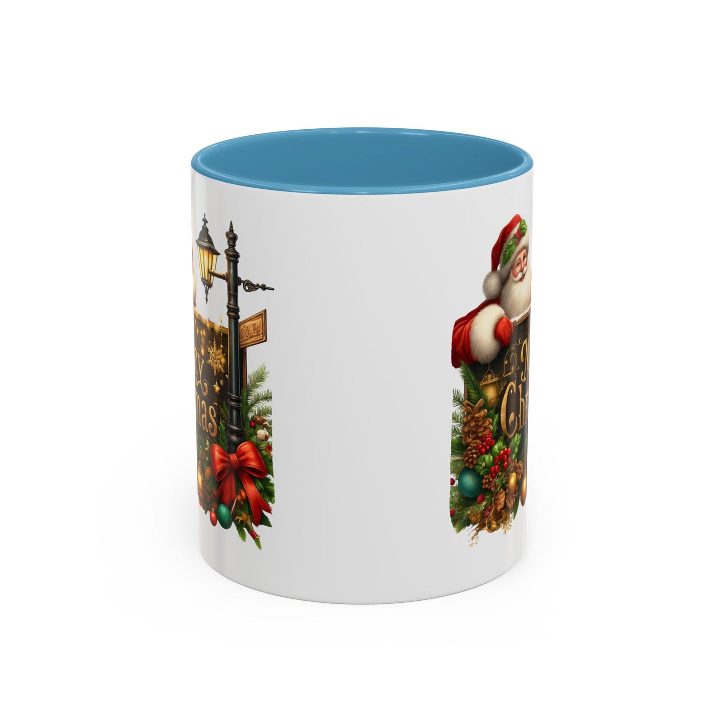 Christmas Mug - Merry Christmas Gold Text Santa Point Ornaments