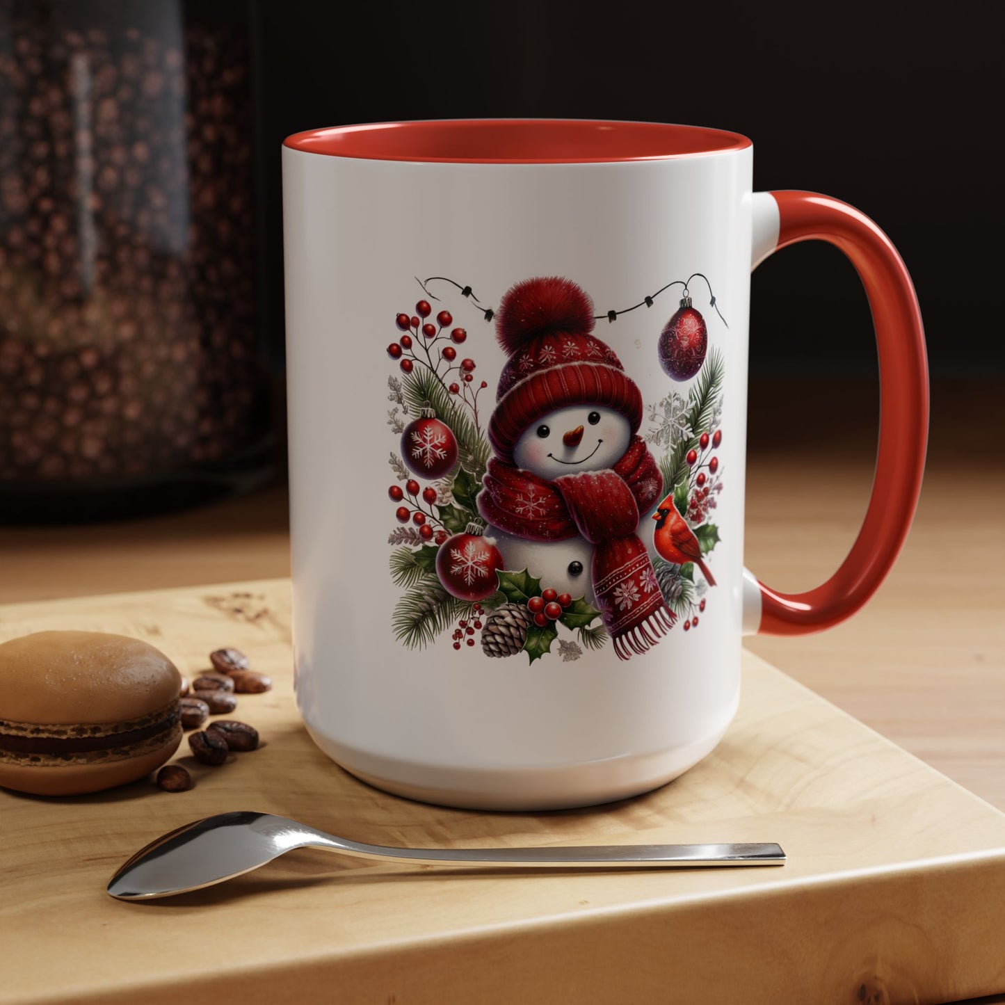 Christmas Mug - Burgundy Snowman