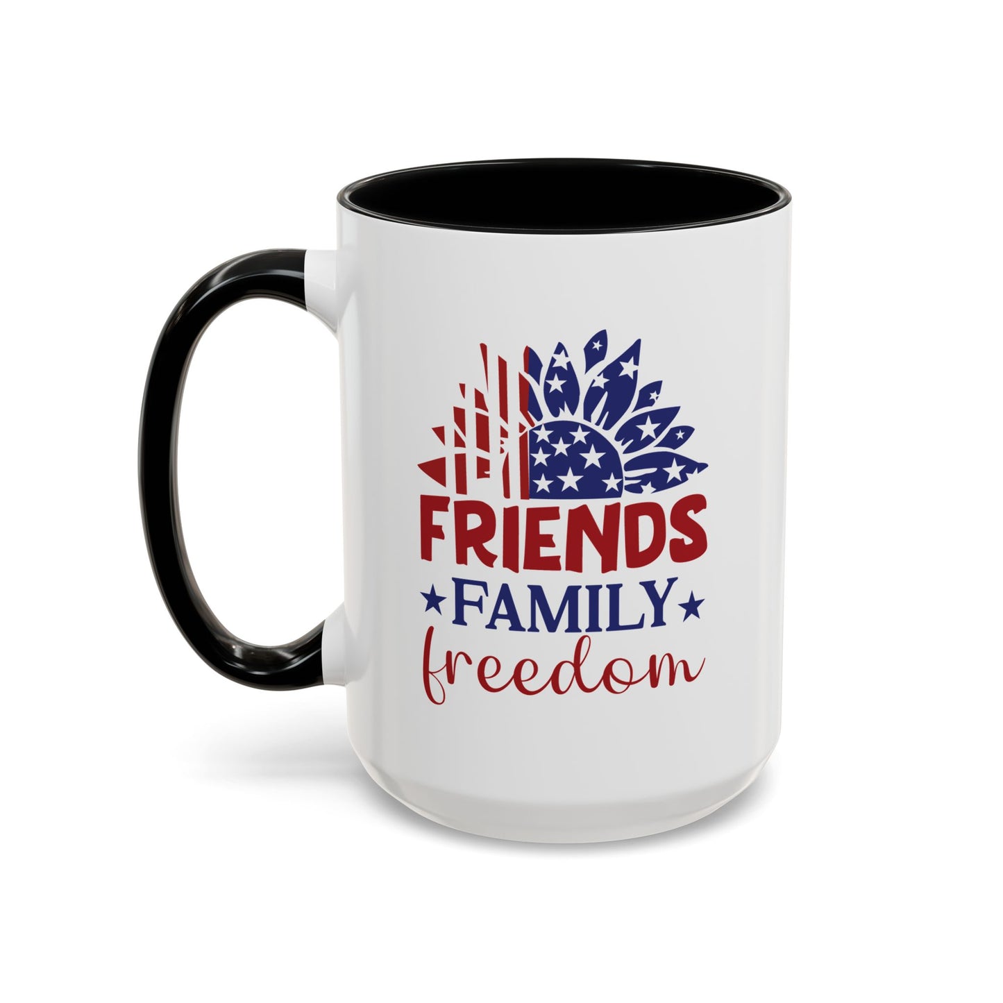 4th of July Mug - Friends Family Freedom Sunflower