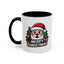Christmas Mug - Merry Christmas White & Black Text Santa Trees Presents