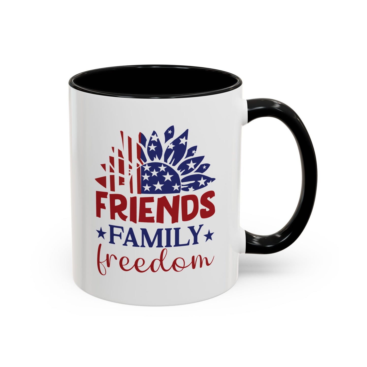 4th of July Mug - Friends Family Freedom Sunflower