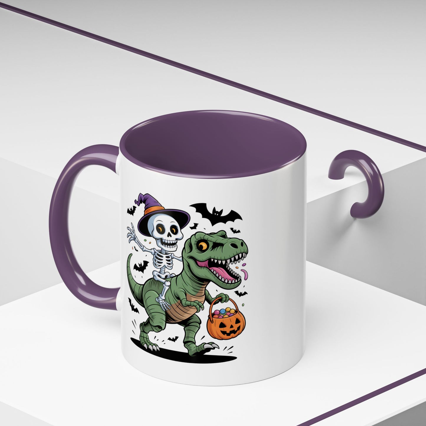 Halloween Mug - Skeleton Riding Dinosaur